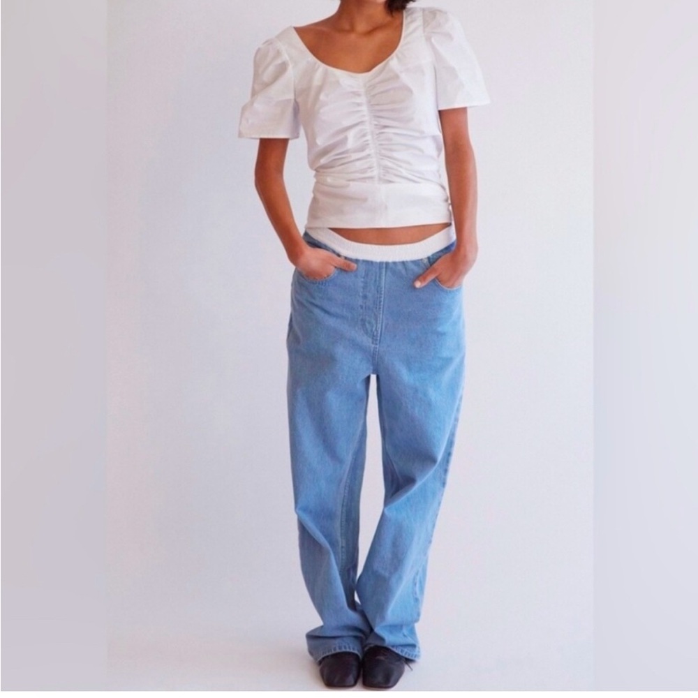 THAKOON Smoked waist wide leg denim